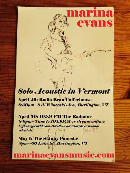 Marina Solo Acoustic in VT_April 2014 poster